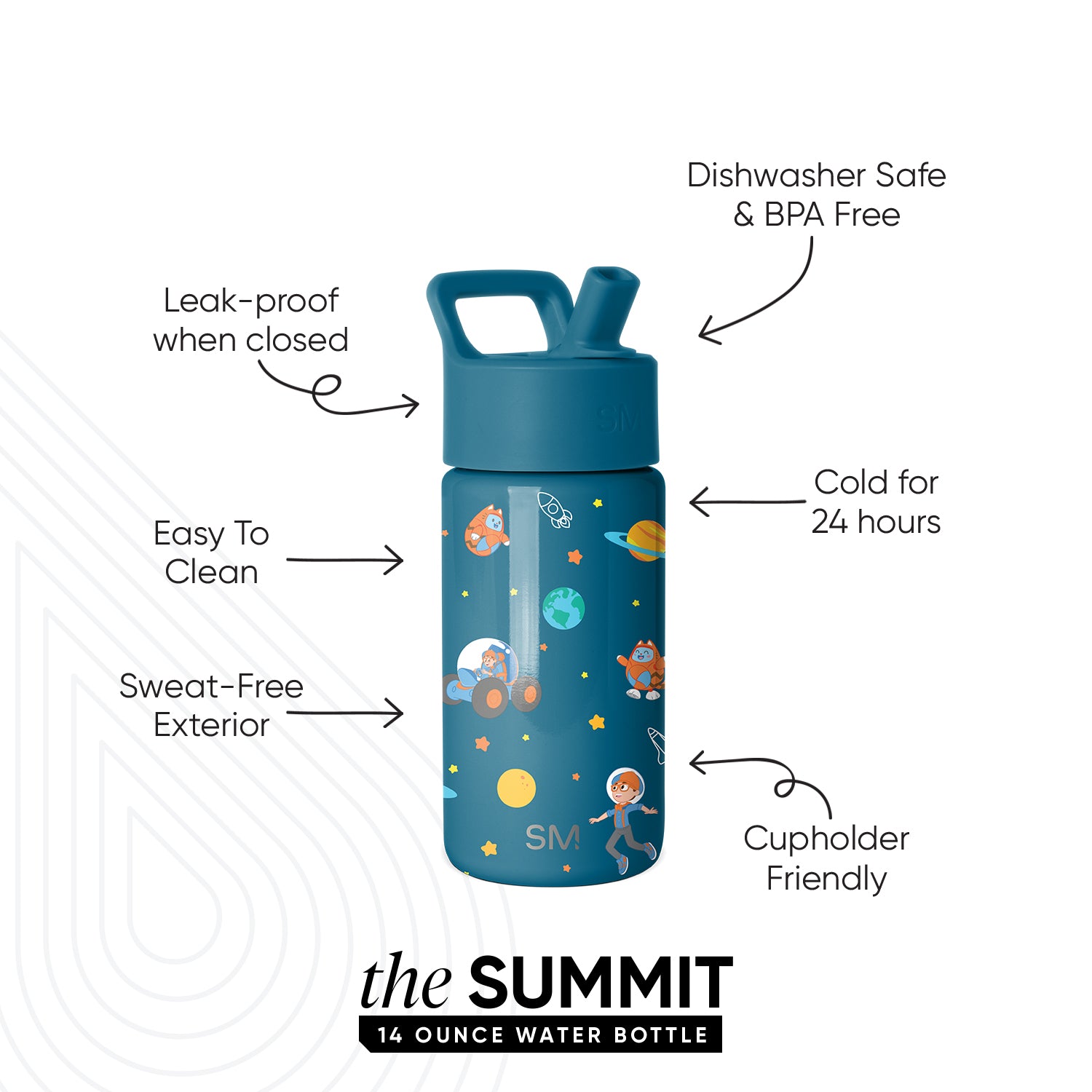 Summit Kids Water Bottle with Straw Lid - Image 2
